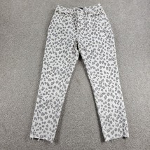 Abercrombie &amp; Fitch Womens Mom Jeans 2 White Gray Leopard Raw Hem Slim F... - £28.63 GBP