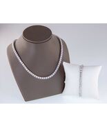 26.00ct t.w. CZ Tennis Necklace &amp; Bracelet Set In Rhodium Plated Sterlin... - €398,80 EUR
