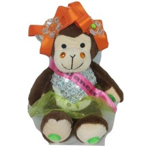Dancer Monkey Sequin Tutu Jewels Bows  Plush Stuffed Toy 14&quot; - £15.59 GBP