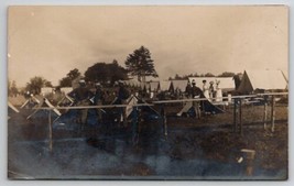 RPPC US Army Show Event Pretty Ladies Soldiers Tents Real Photo Postcard Q27 - £15.69 GBP