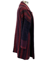 NEW Soft Surroundings Womens PXL Cardigan Sweater Open Chevron Stripe Red Blue - £46.25 GBP