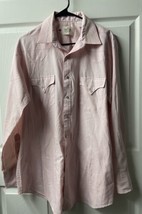 Prior Western Denver Pink Mens Size 17- 35 Pearl Snap Blue Stripe Cowboy Shirt - £18.80 GBP