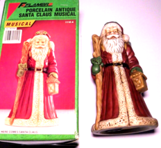 Vintage Musical Here Comes Santa Claus Flambro Christmas Decoration w/ Box - £15.55 GBP