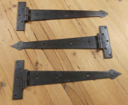 3 LARGE Strap T Hinges 15&quot; Tee Hand Forged In Fire Barn Rustic Medieval ... - $68.99