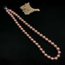 Pink Shell Pearl 8x8 mm Beads Stretch Necklace Adjustable AN-135 - £10.10 GBP
