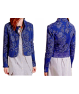Anthropologie Evening Petals Jacket X Small 0 2 Blue Motif Lace Hem Jacq... - £53.44 GBP