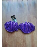 Little Mermaid Purple Sequin Underwire Clam Shell Bra/Top Sz Large - €14,08 EUR