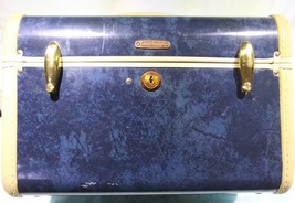 Vintage Blue Schwayder Bros. Samsonite Overnight Luggage Case With Key #4712 - £63.89 GBP