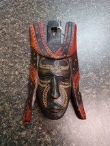 African Tribal Wooden Jambo Kenya Mask Hand Carved Painted 1989 Grumpy Face - $49.49