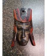 African Tribal Wooden Jambo Kenya Mask Hand Carved Painted 1989 Grumpy Face - $67.82 CAD