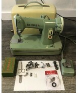Singer 185k Sewing Machine Case, Pedal, Sanatorium Green Accessories Video - $245.00