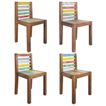 Dining Chair Set of 4 Multicolour Solid reclaimed wood Standard - $8,194.66 MXN