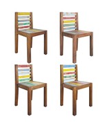  Dining Chair Set of 4 Multicolour Solid reclaimed wood Standard - $8,209.85 MXN