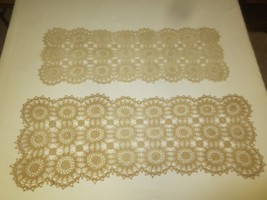 2 Unused HAND CROCHETED NATURAL Cotton RUNNERS SCARVES - 14&quot; x 40&quot; &amp; 13&quot;... - $19.80