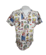 Looney Tunes Vintage Medical Scrub Shirt Christmas Bugs bunny tweety daf... - £23.34 GBP