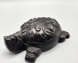 Turtle Trinket Box Hand Carved Heavy Stone Chinese Lid Obsidian Argilite? - $145.12