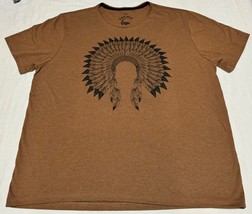 GG Clock House Men&#39;s Brown Short Sleeve Native Headress Graphic Tee Size... - $19.98