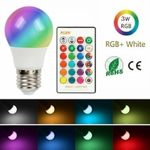2 Pack Rgb Rgbw Led Bulb Light 16 Color Changing E27 Lamp Ir Remote Cont... - £15.61 GBP