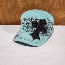 KB Ethos Beaded Cross Hat Teal Adjustable baseball Cap Embroidered 100% ... - £14.76 GBP