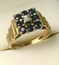 2.05Ct Round Cut Sapphire Diamond Engagement Ring 14K Yellow Gold Finish - £81.85 GBP