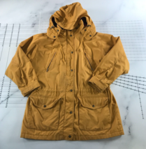 Vintage Eddie Bauer Jacket Mens Medium Yellow Detachable Hood Lined Drawstring - £58.42 GBP