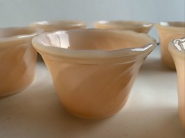 6 Vintage Fire King Anchor Hocking Peach Lustre Swirl/Shell Bowls 1950&#39;s USA - £46.51 GBP