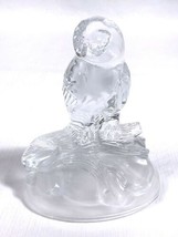 Vintage French Crystal Frosted Snowy Owl Cristal d&#39;Arques Art Glass Figurine 6&quot; - £19.57 GBP