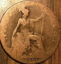 1908 Uk Great Britain Half Penny - £1.37 GBP