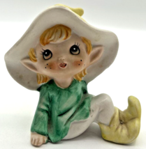 Vintage Homco 5213 Green Sitting Fairy Elf Pixie Figurine U194-C - £16.07 GBP
