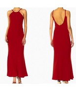 Calvin Klein Open Back Halter Gown Red Size 12 NEW FLAWED - £46.40 GBP