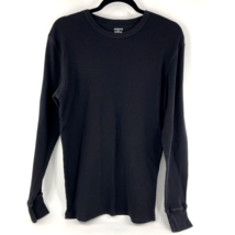 Alfani Mens Large Thermal Waffle Knit Base Layer Black Long Sleeve Cotton - £10.11 GBP