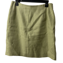 Amanda Smith A Line Linen Skirt Women 12p Green Back Zip Mid Rise 32x19.5 - £10.78 GBP