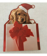 Vintage unused puppy in gift box Christmas greeting cards candy cane env... - €17,09 EUR