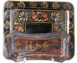 c1860 Toleware Trays one With Chinoiserie Decoration for Wick Trimmers - £139.37 GBP