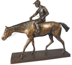 Sculpture EQUESTRIAN Lodge Jockey Large Chocolate Brown Resin Hand-Cast - £350.85 GBP