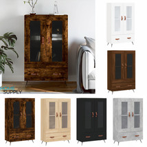 Modern Wooden Home Storage Cabinet Unit With 2 Glass Doors Glazed Display Drawer - £68.85 GBP+