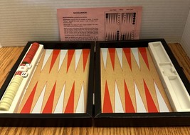 Vintage Complete Backgammon Set With Black Folding Case &amp; Instructions - £11.74 GBP