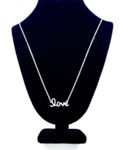 Italian .925 Sterling Silver 0.12 CT. T.W. Diamond Script Love Necklace - £37.16 GBP