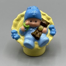 Fisher Price Little People Baby Boy Infant Blue with Teddy Bear Yellow Chair - £6.78 GBP