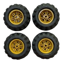 4 Pearl Gold Lego Wheel 30.4x20 Rim with 56x26 Tires - $7.91