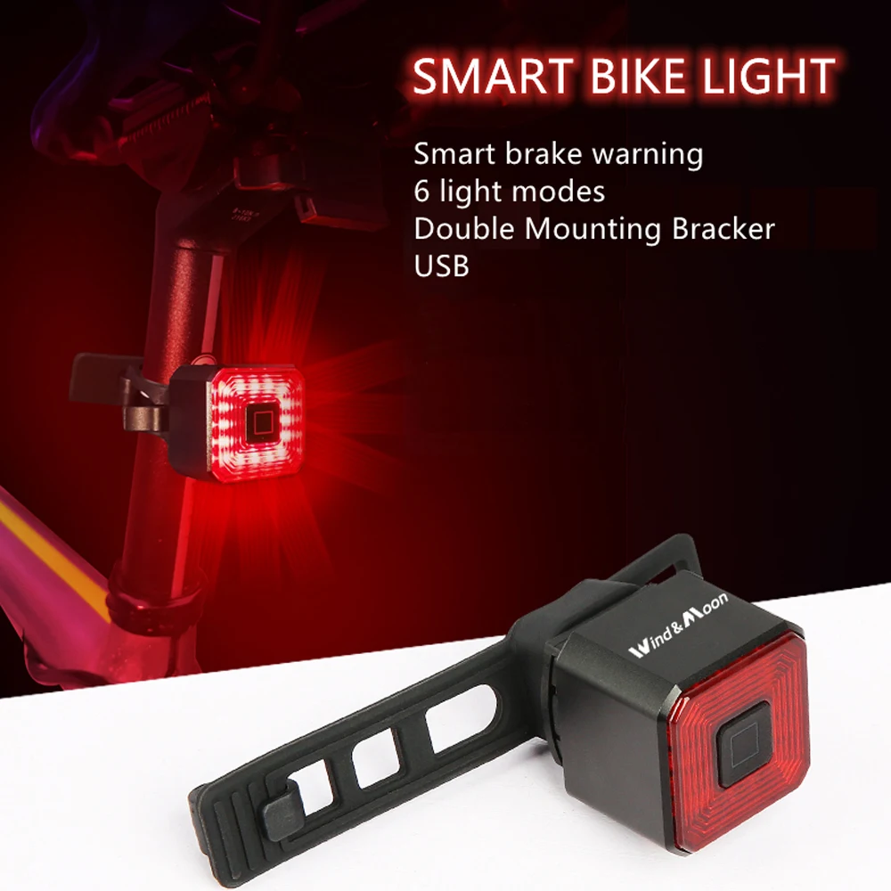 Smart Bicycle Rear Light Brake Induction/Stop Brake Sensing Waterproof USB - £15.97 GBP