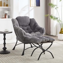 Modern Grey Lounge Accent Chair w/ Ottoman, Side Pocket, Small Space - $2,944.92 MXN