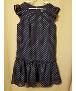 Nautica - Navy Blue White Polka Dot Dress Size 10          IR3 - $13.55