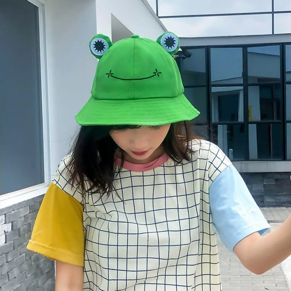 Women Fisherman Hat Cute Frog Design Sun Protection Outdoor Cap Children Adults - £10.60 GBP+