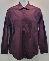 H) Kenneth Cole Reaction Slim Fit Men Button Dress Shirt Burgundy 16 34/35 - $14.84