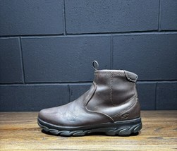 Skechers 64839 Brown Leather Zip Ankle Boots Men’s Sz 9 - £31.42 GBP