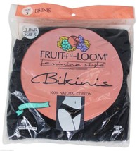 New Vtg 90s Fruit Of The Loom Bikini Panties Size 5 Solid Black 3 Pair Deadstock - £14.80 GBP
