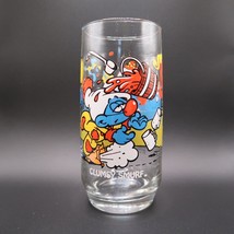 Smurfs Glass Cup Tumbler Clumsy Smurf Vintage 1983 Wallace Berrie Peyo - £9.42 GBP