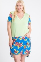 Women&#39;s Plus Size Royal Short Sleeve Floral Blocked Midi Dress (1XL) - £24.08 GBP