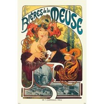 Bieres de la Meuse Poster 24x36 Mucha Art Nouveau Beer Ad 1897  61x90 cm - £15.62 GBP
